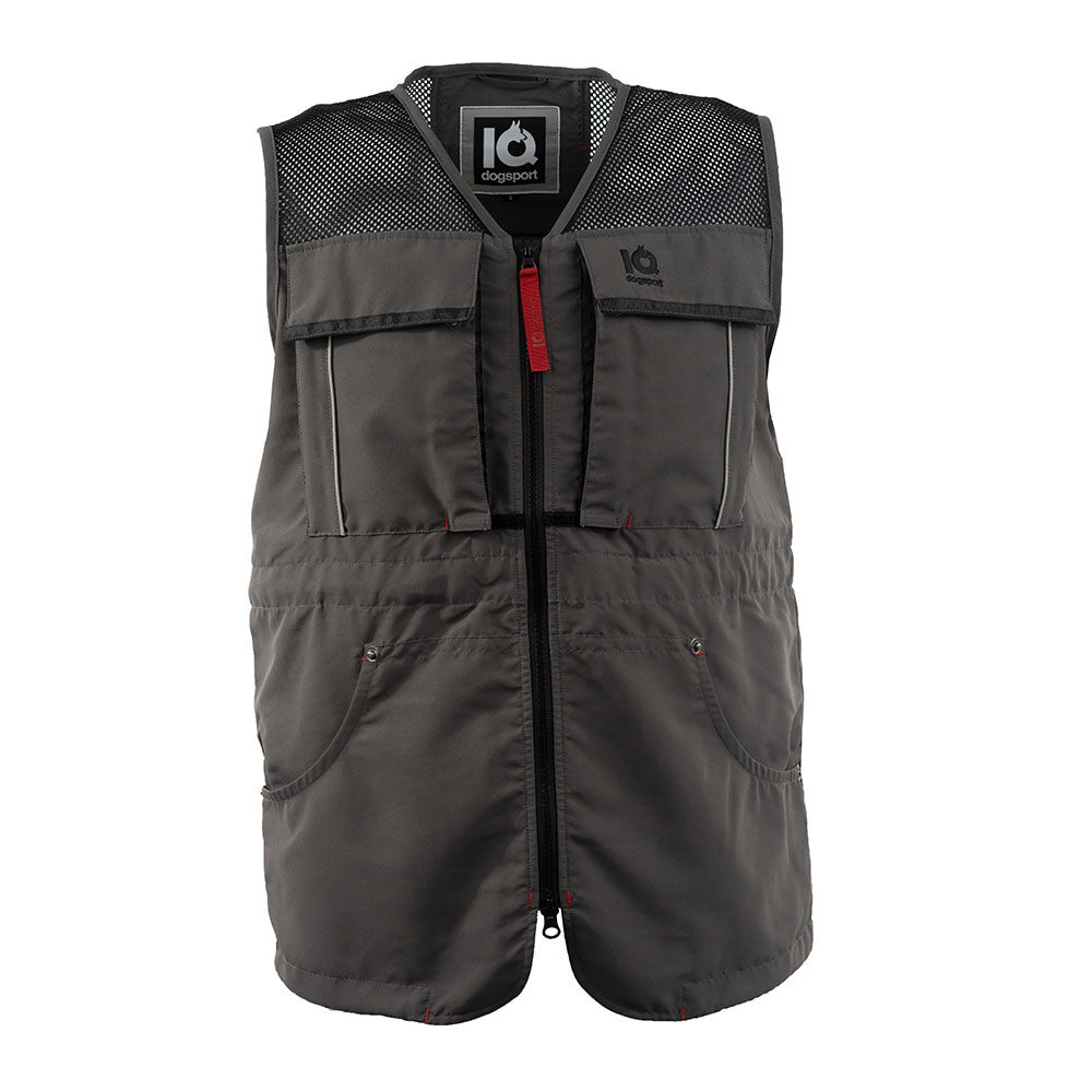 Sommerweste grau mit roten Details Front
