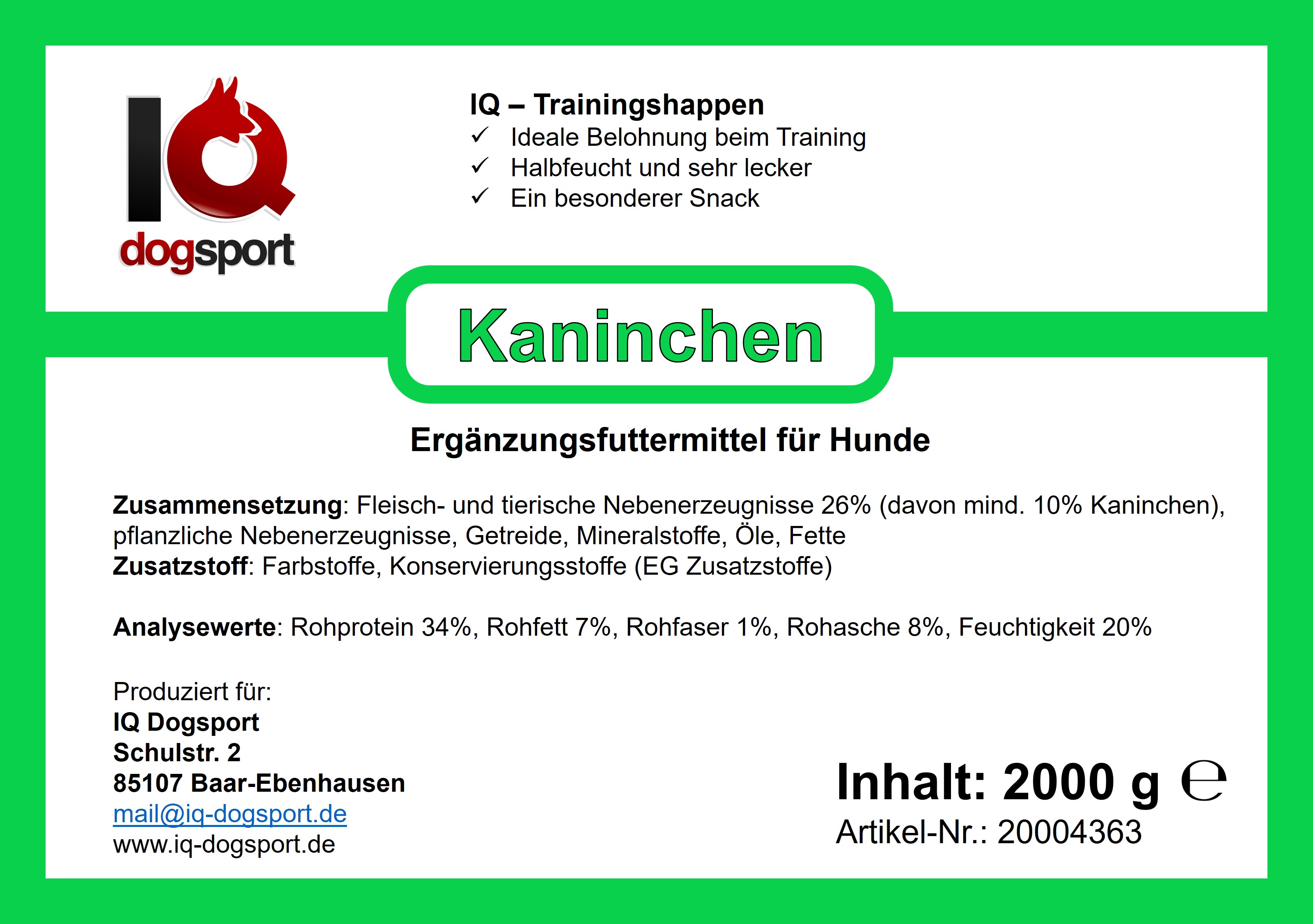 IQ Trainingshappen Kaninchen -  Etikett