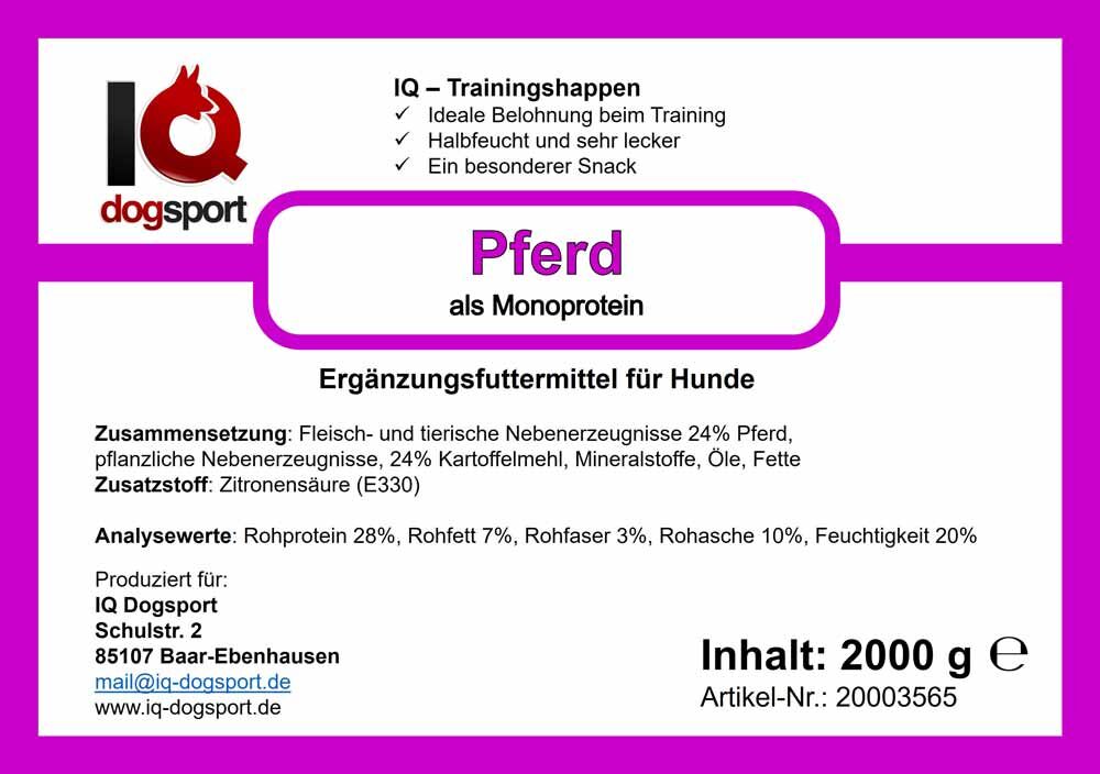 Trainingshappen-Monoprotein-Pferd-Etikett