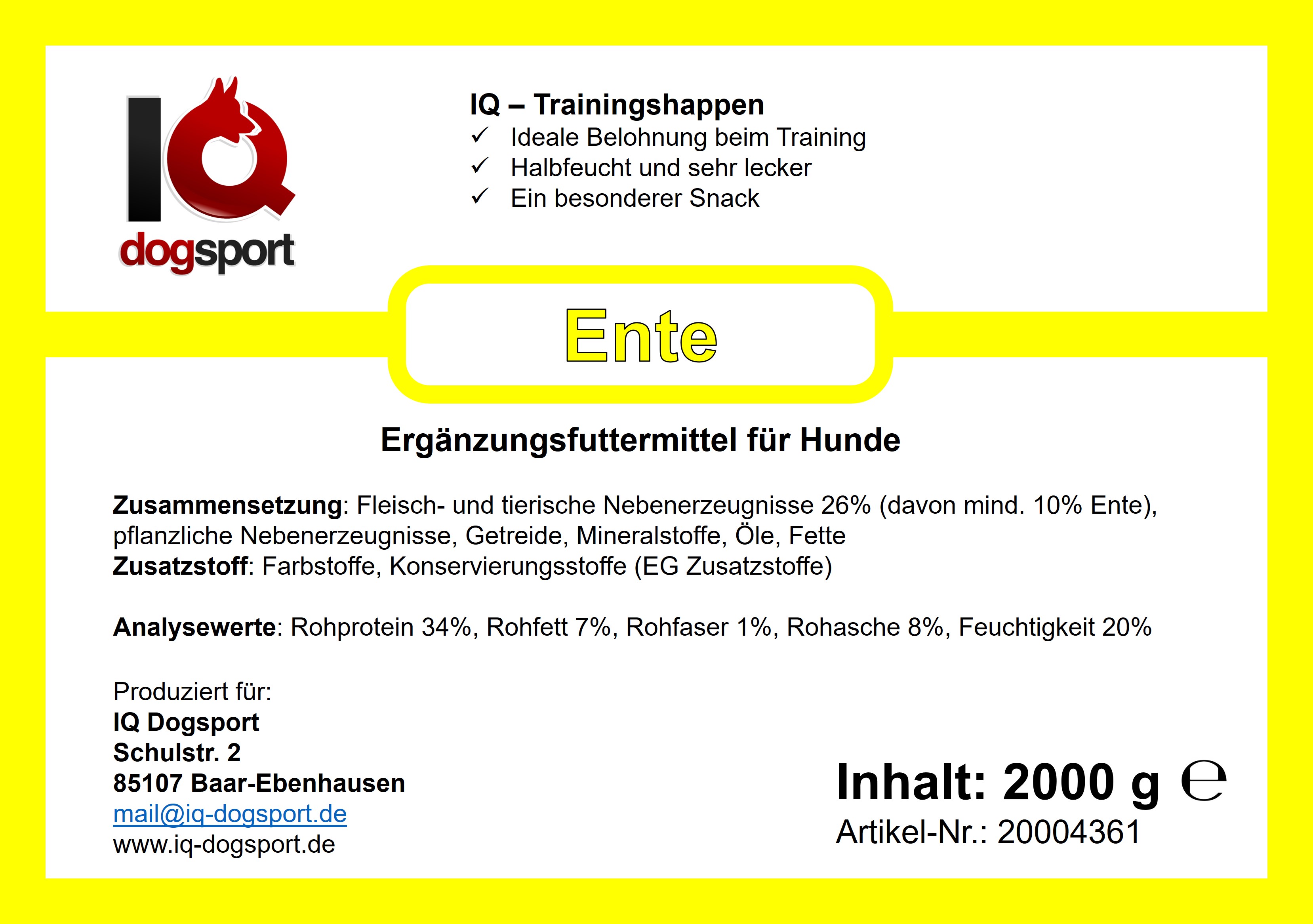 IQ Trainingshappen Ente -  Etikett