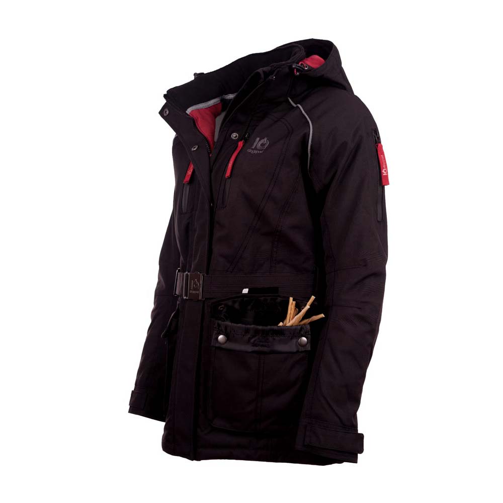 Winterjacke für Hundehalter Damen Schwarz Futtertasche