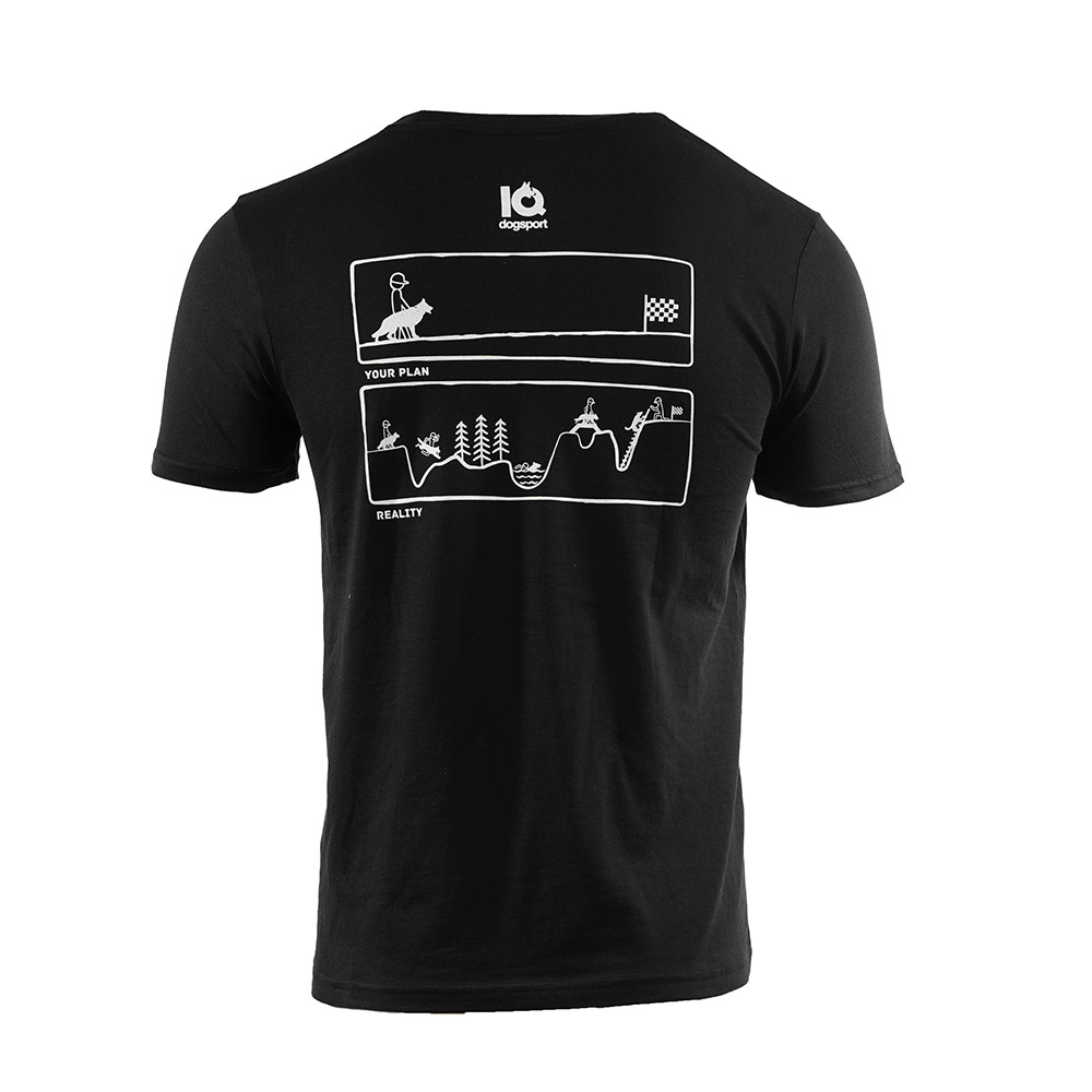 Schwarzes T-Shirt IQ Dogsport mit weißer Zeichnung